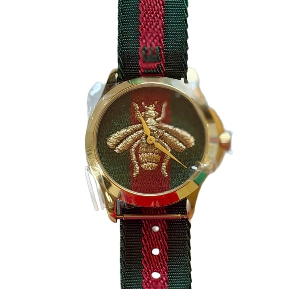 Unisex Gucci G-Timeless Gold-Tone Nylon Watch 38mm - Picture 2 of 10